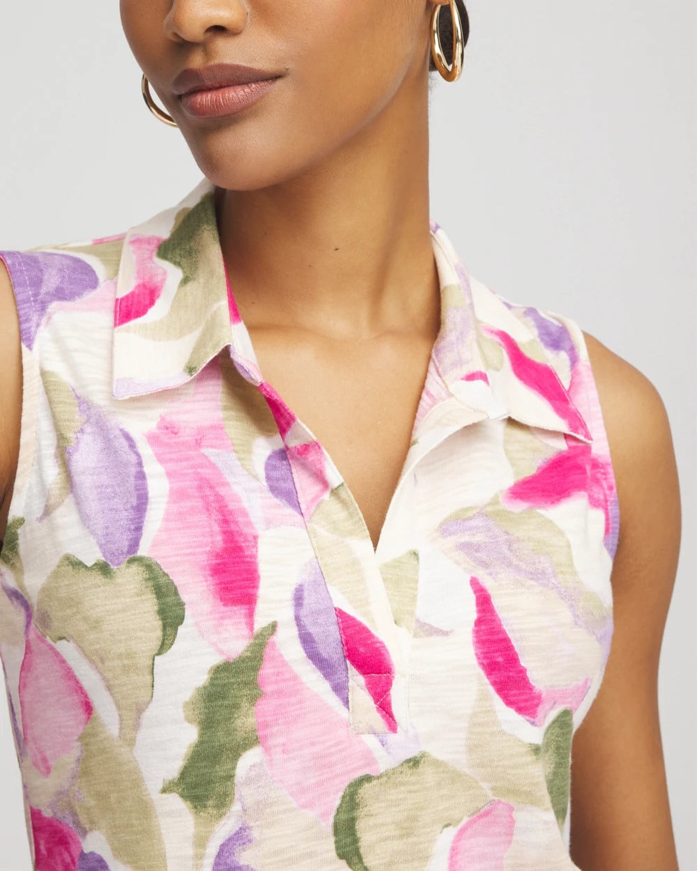 Watercolor Slub Sleeveless Collared Tunic