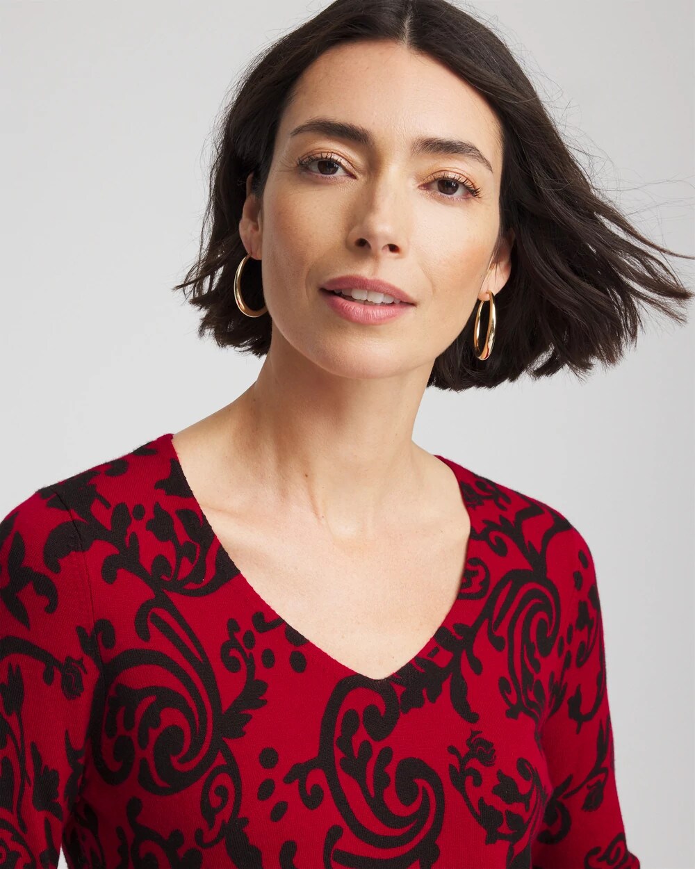 Ella Printed V-Neck Sweater