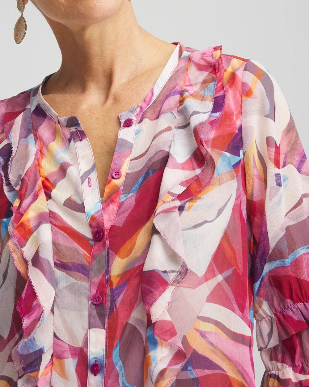Abstract Ruffles Crinkle Blouse