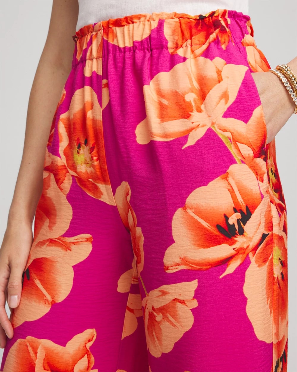 Tropical Smocked Pull-On Pants