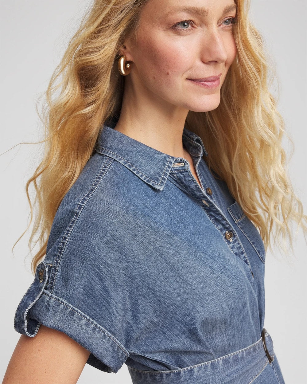 Denim Tie Midi Shirtdress