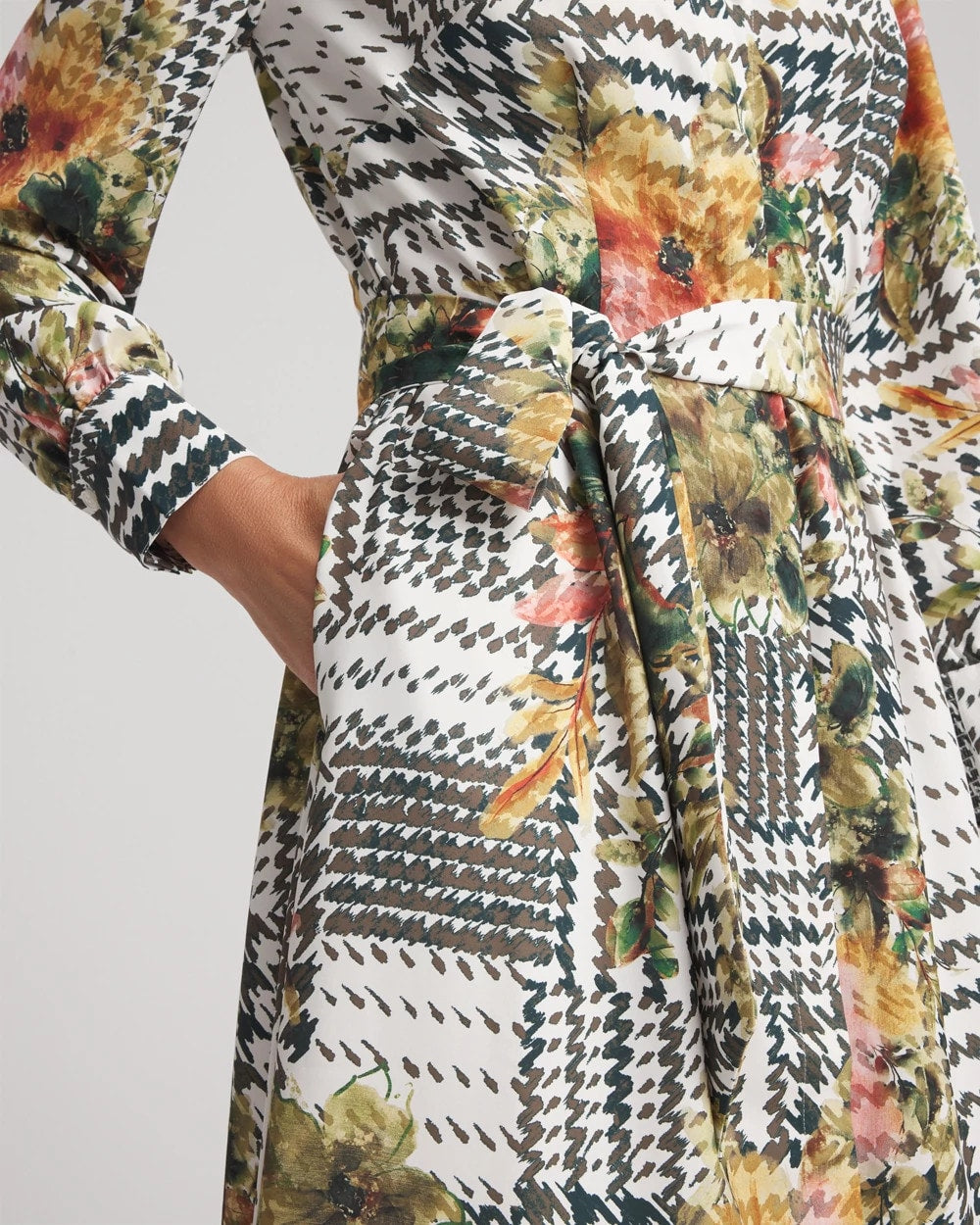 Artisanal Floral Print Maxi Shirtdress