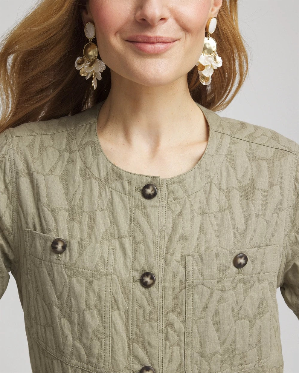 Jacquard Gauze Belted Field Jacket