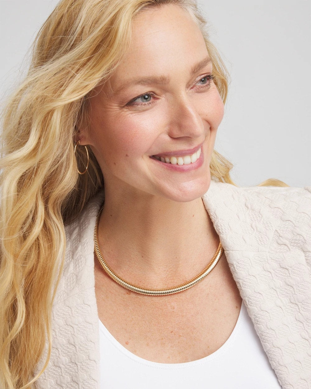 Mixed Metal Link Triple-Strand Necklace