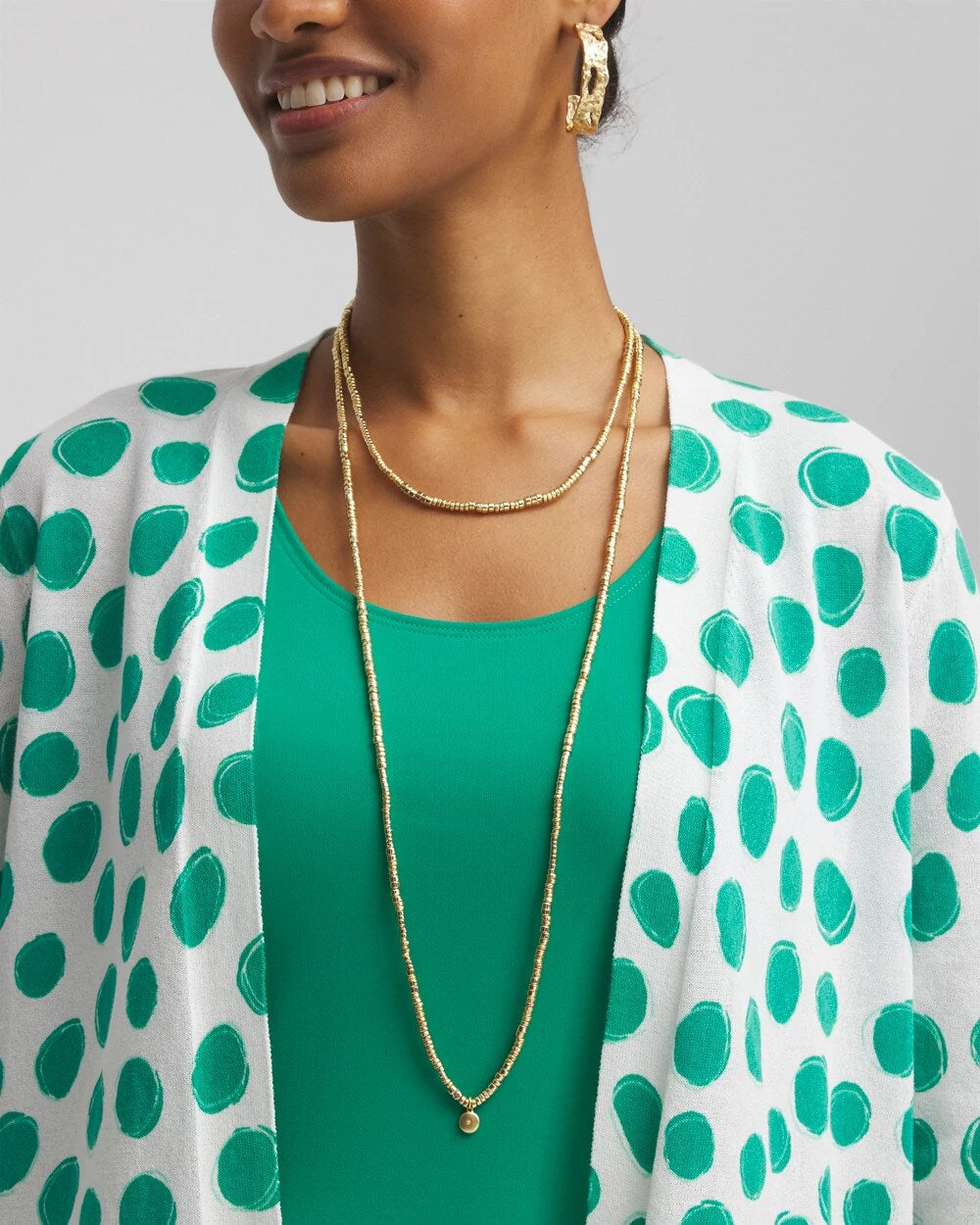 Long Goldtone Seed Bead Necklace