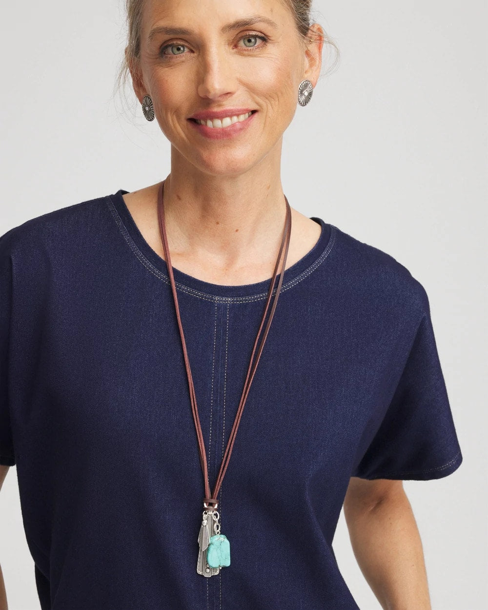 Convertible Turquoise & Charms Motif Necklace