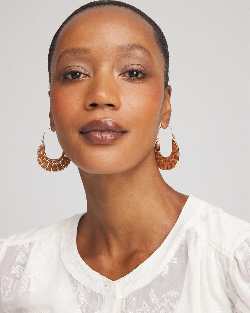 Leather Half-Moon Hoop Earrings