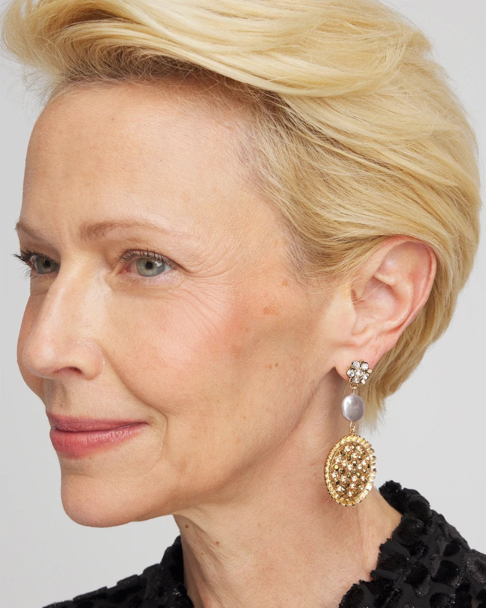 Gold Medallion Drop Earrings