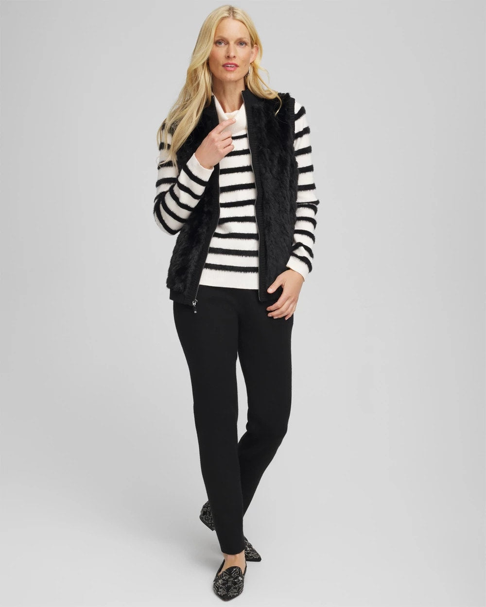 Zenergy® Luxe Eyelash Striped Sweater