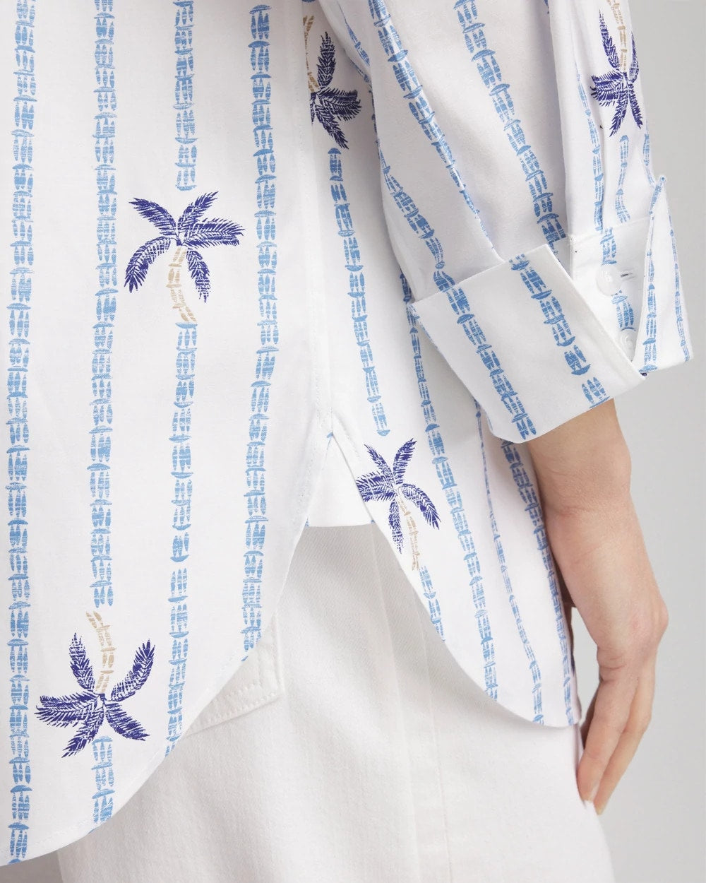 No Iron™ Palm Striped Sateen Shirt
