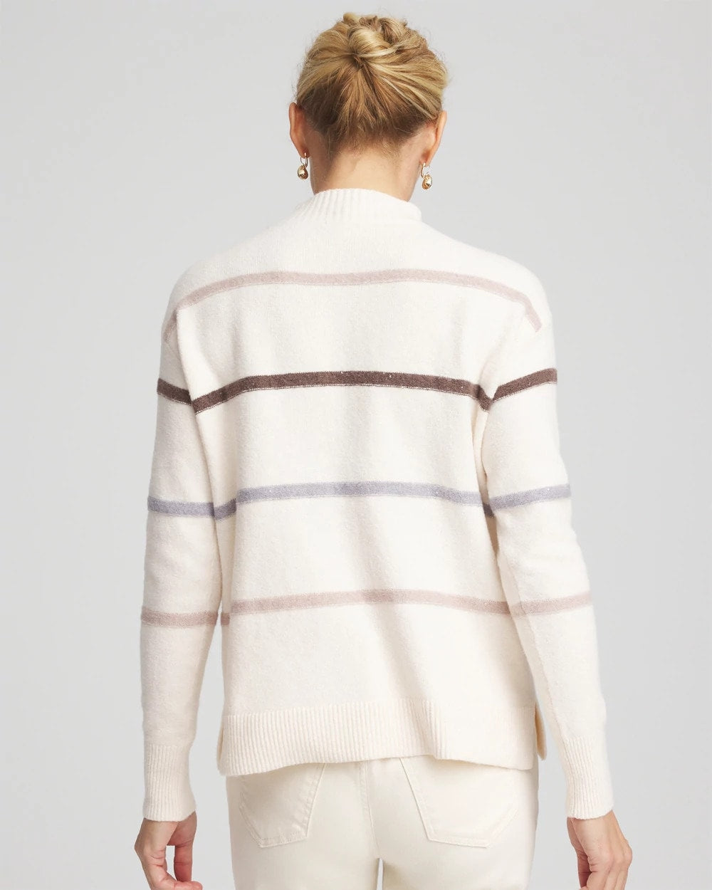 Sequined Stripe Pullover Sweater