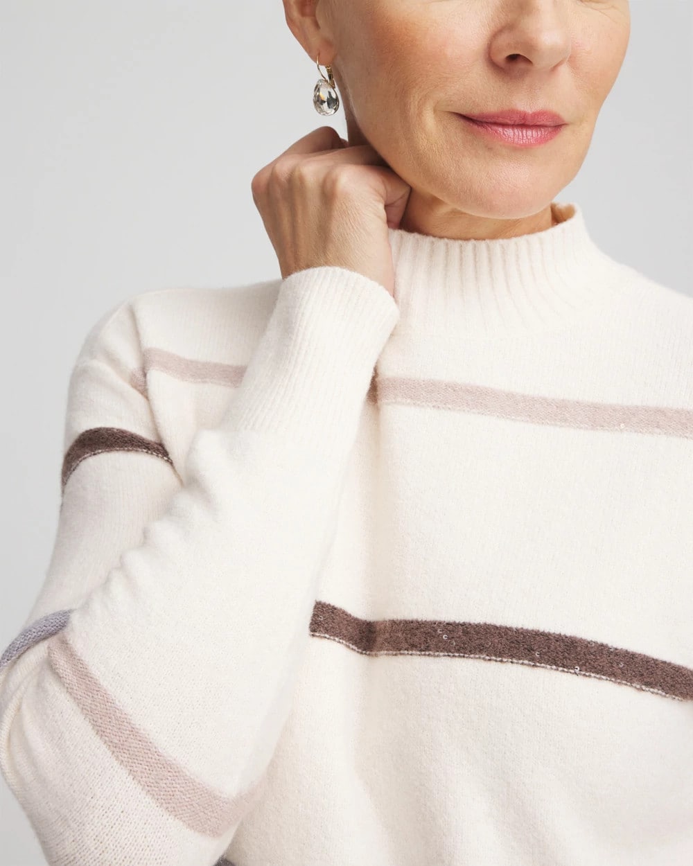 Sequined Stripe Pullover Sweater