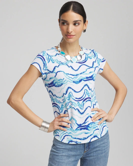 Ocean Waves Cap Sleeve Dolman Tee