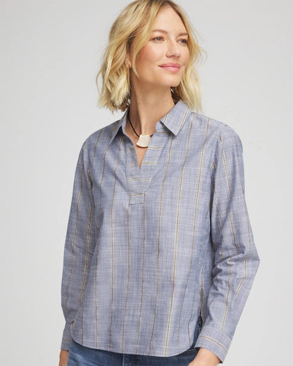 Striped Soft Denim Popover