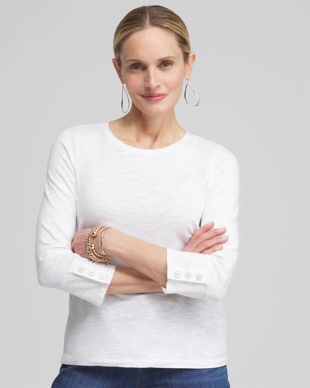 3/4 Sleeve Button Tee