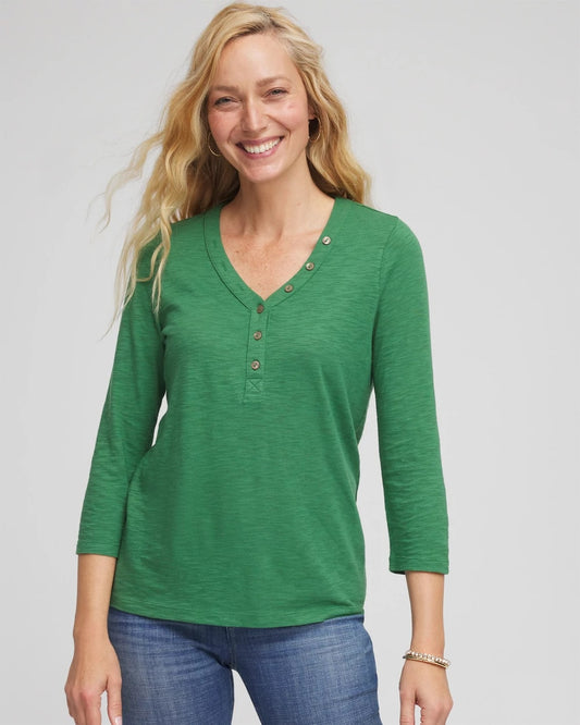 Slub Splitneck Button Tee