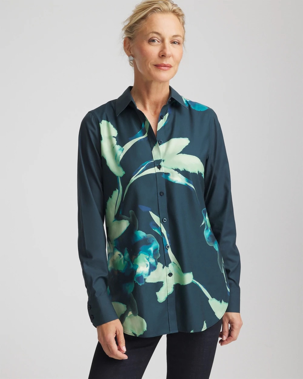 No Iron™ Glacial Flora Sateen Shirt