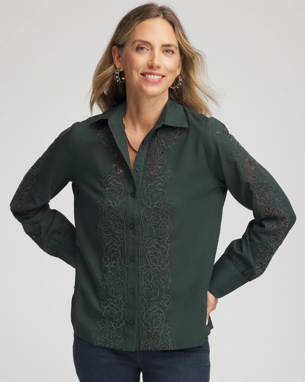 Lace Cotton Voile Shirt