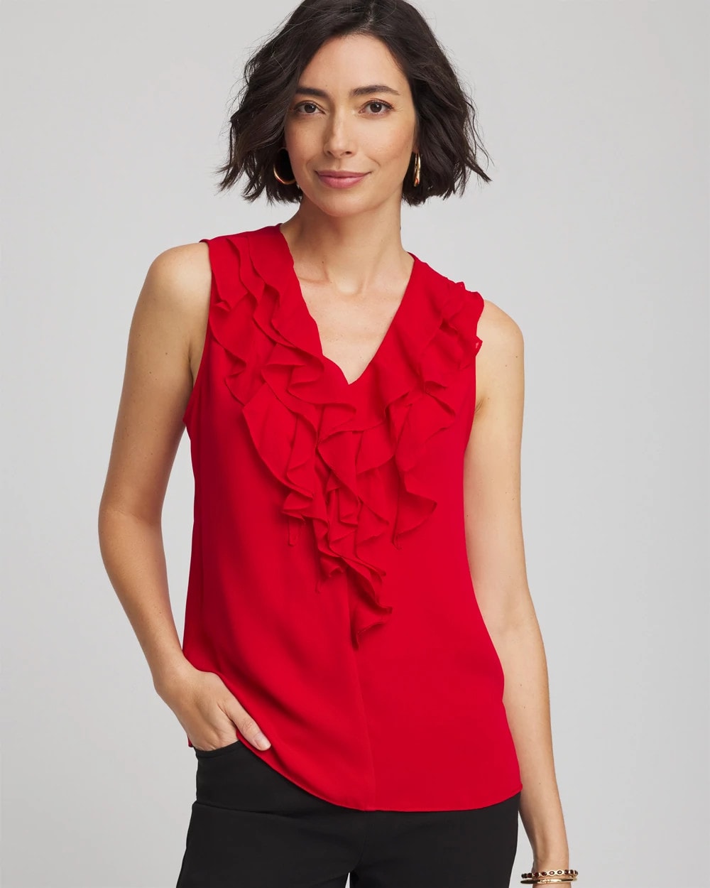 Satin Ruffle Tank