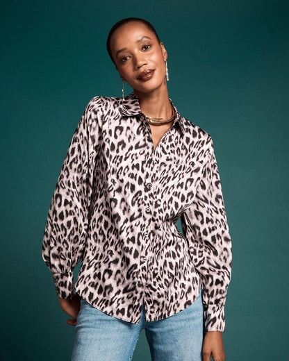 Faux Silk Snowy Animal Shirt