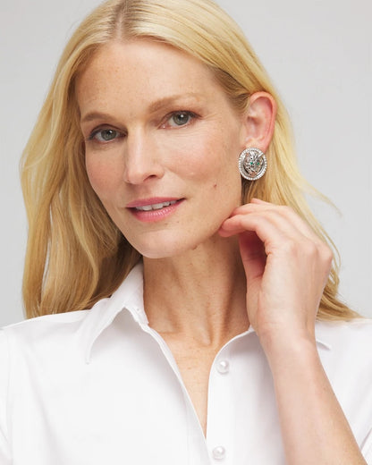 Green Eye Tiger Clip-On Earrings