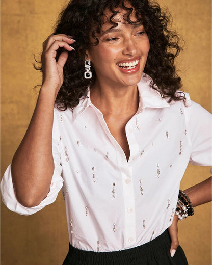 Jeweled Poplin Shirt