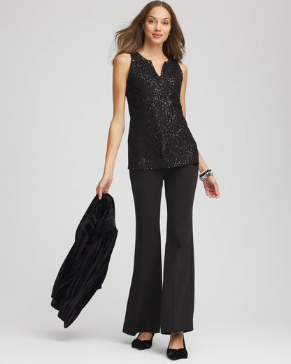 Sequin Beaded Notch Neck Tank