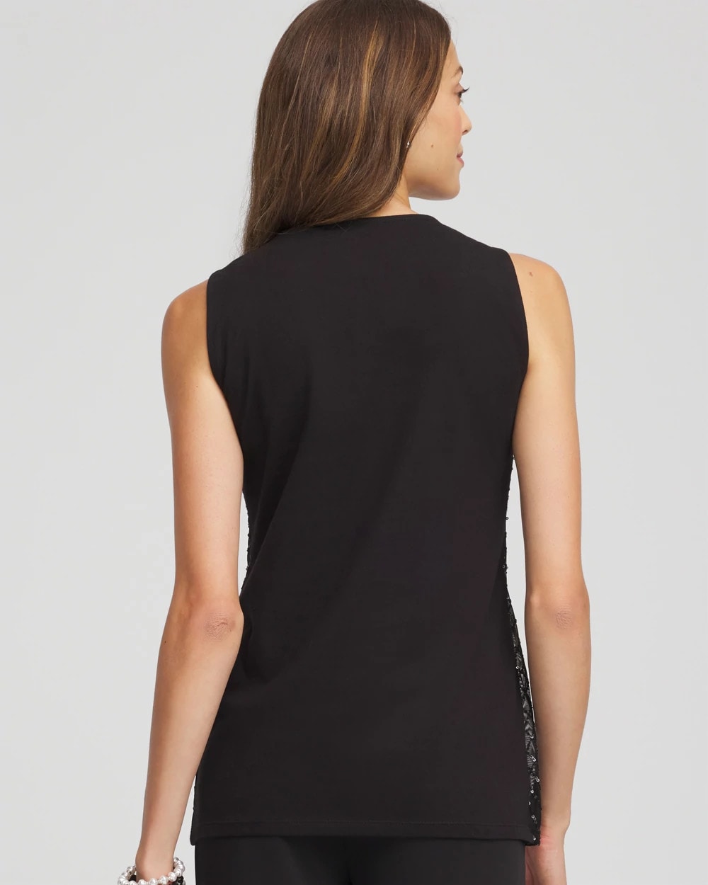 Sequin Beaded Notch Neck Tank