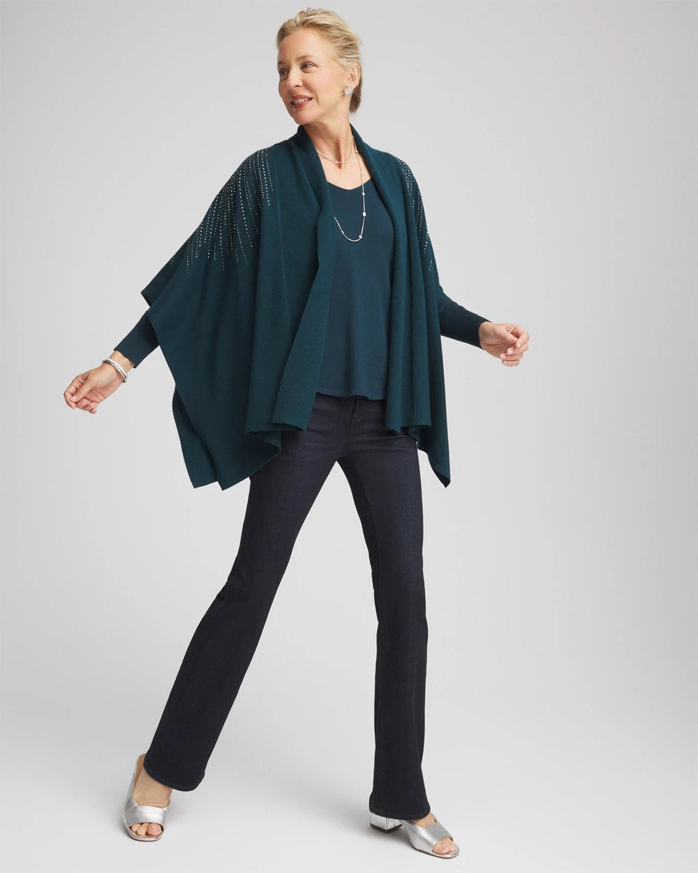 Embellished Shawl Collar Ruana