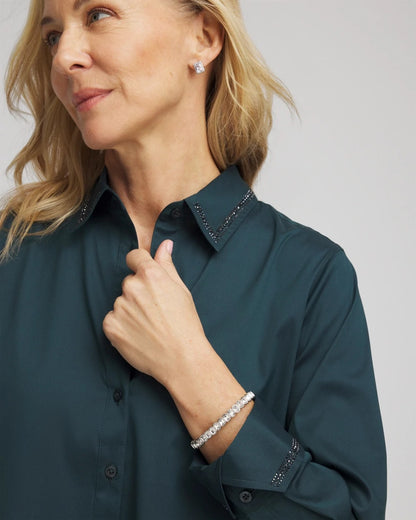 Rhinestone Embellished Poplin Tunic