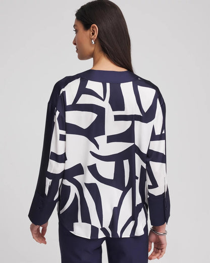 Satin Geo Print Blouse