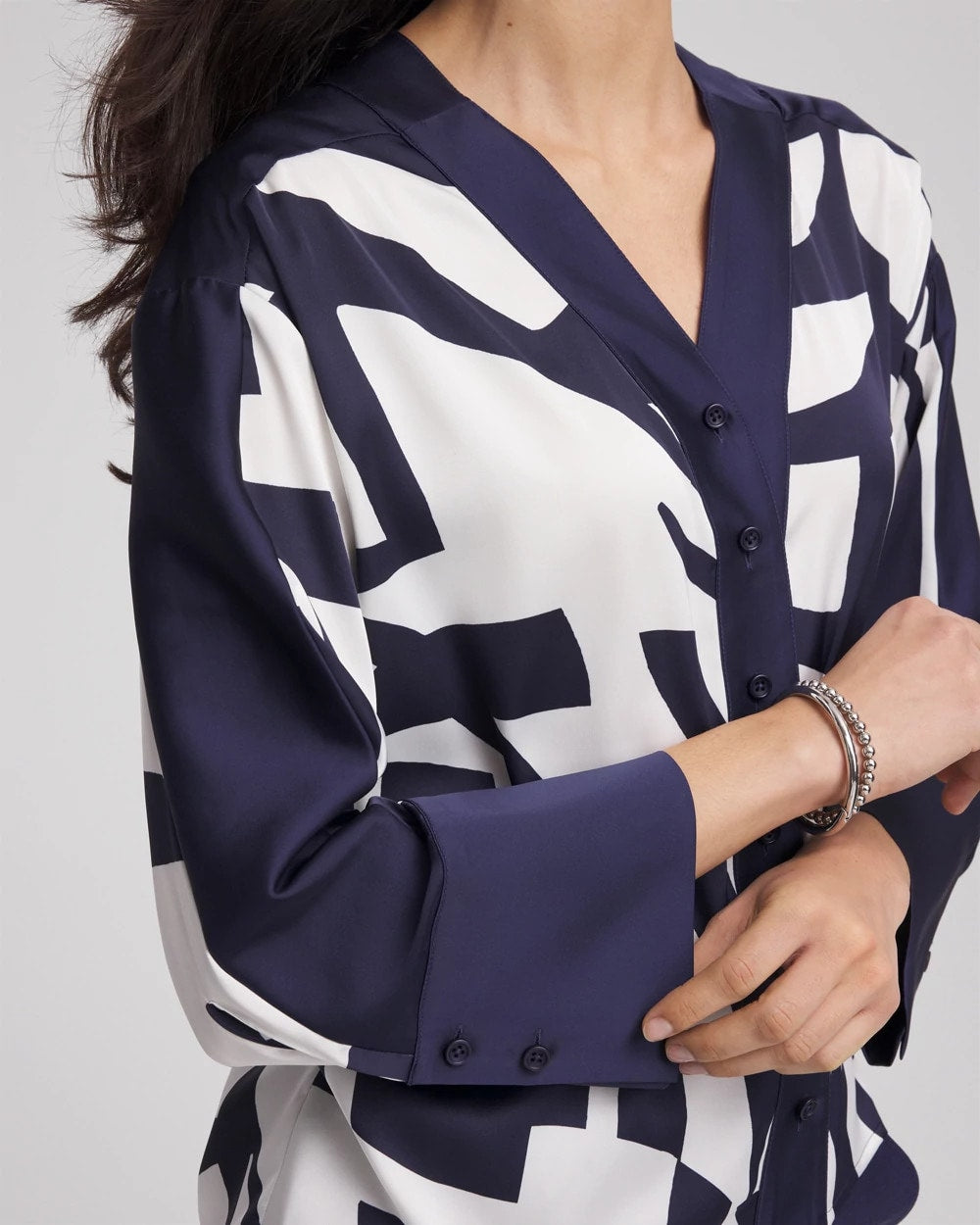Satin Geo Print Blouse