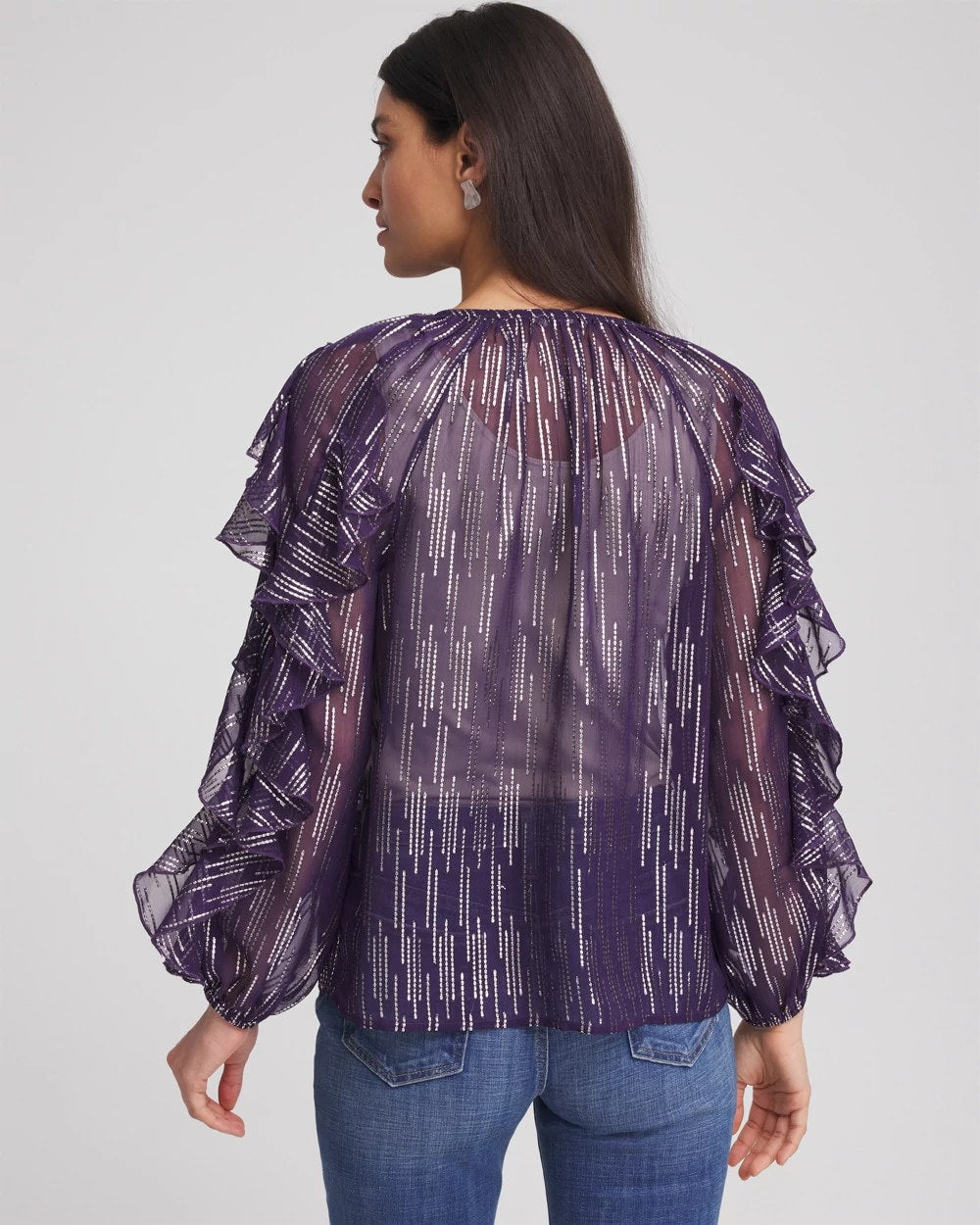 Georgette Ruffle Sleeve Blouse