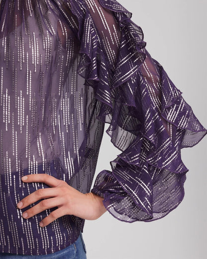 Georgette Ruffle Sleeve Blouse