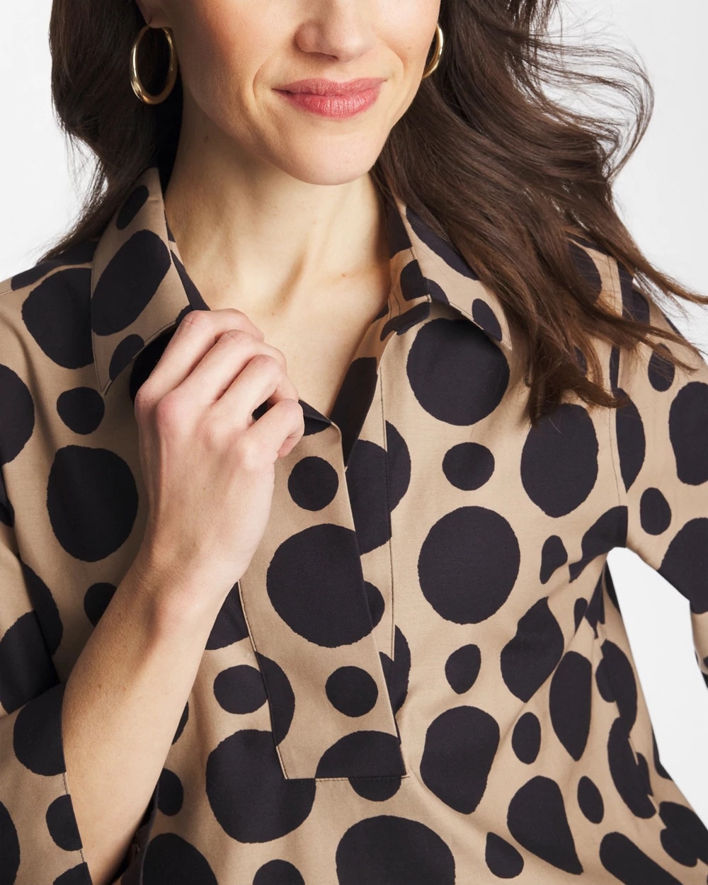 No Iron™ Stretch Global Dots Popover Tunic