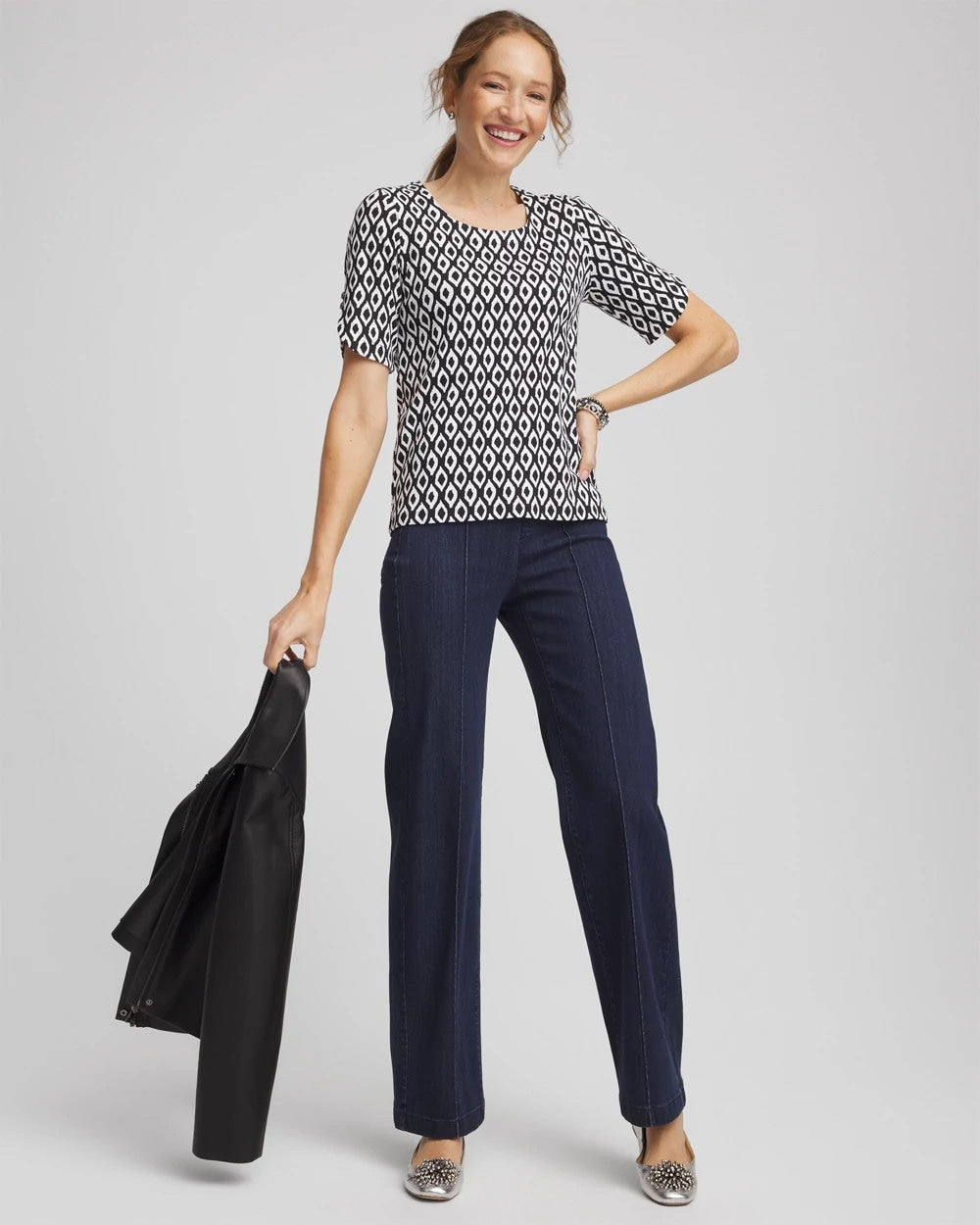 Printed Pima Elbow Sleeve Tee