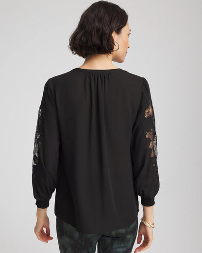 Crepe Banded Collar Blouse