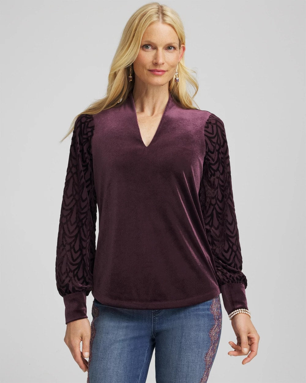 Art Deco Velvet Burnout Top