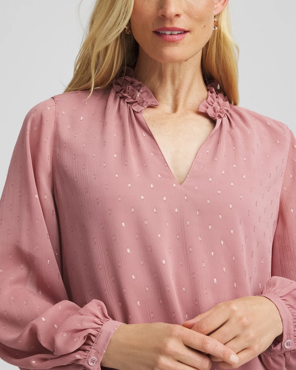 Ruffleneck Lined Georgette Blouse