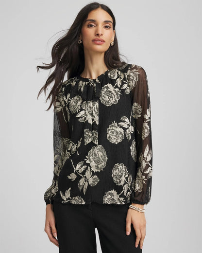 Floral Metallic Bodre Top