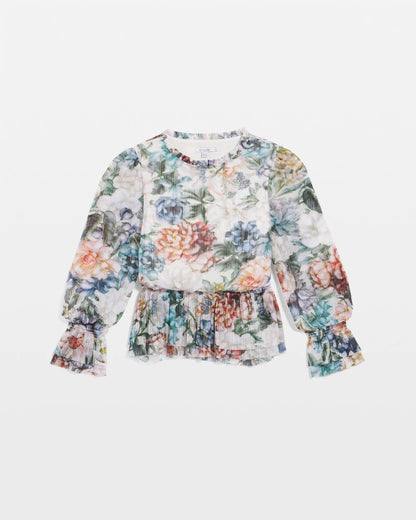 Rose Print Crinkle Top