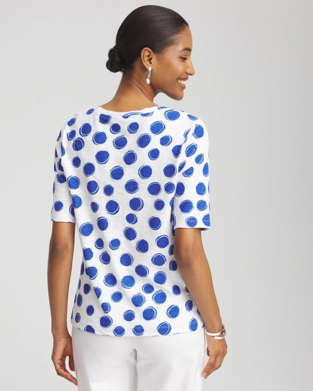 Polka-Dot Slub Short Sleeve Tee