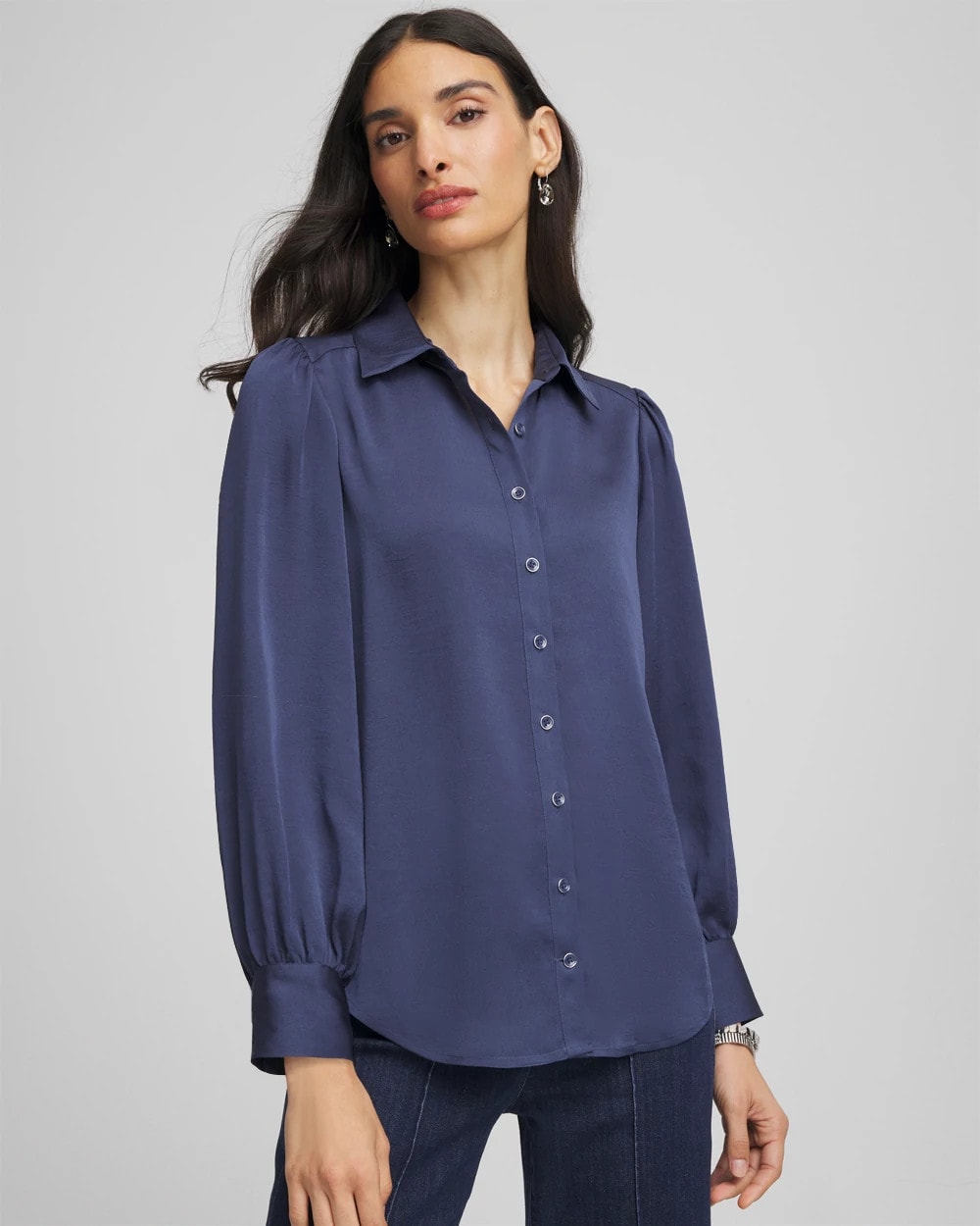 Puff Sleeve Satin Blouse
