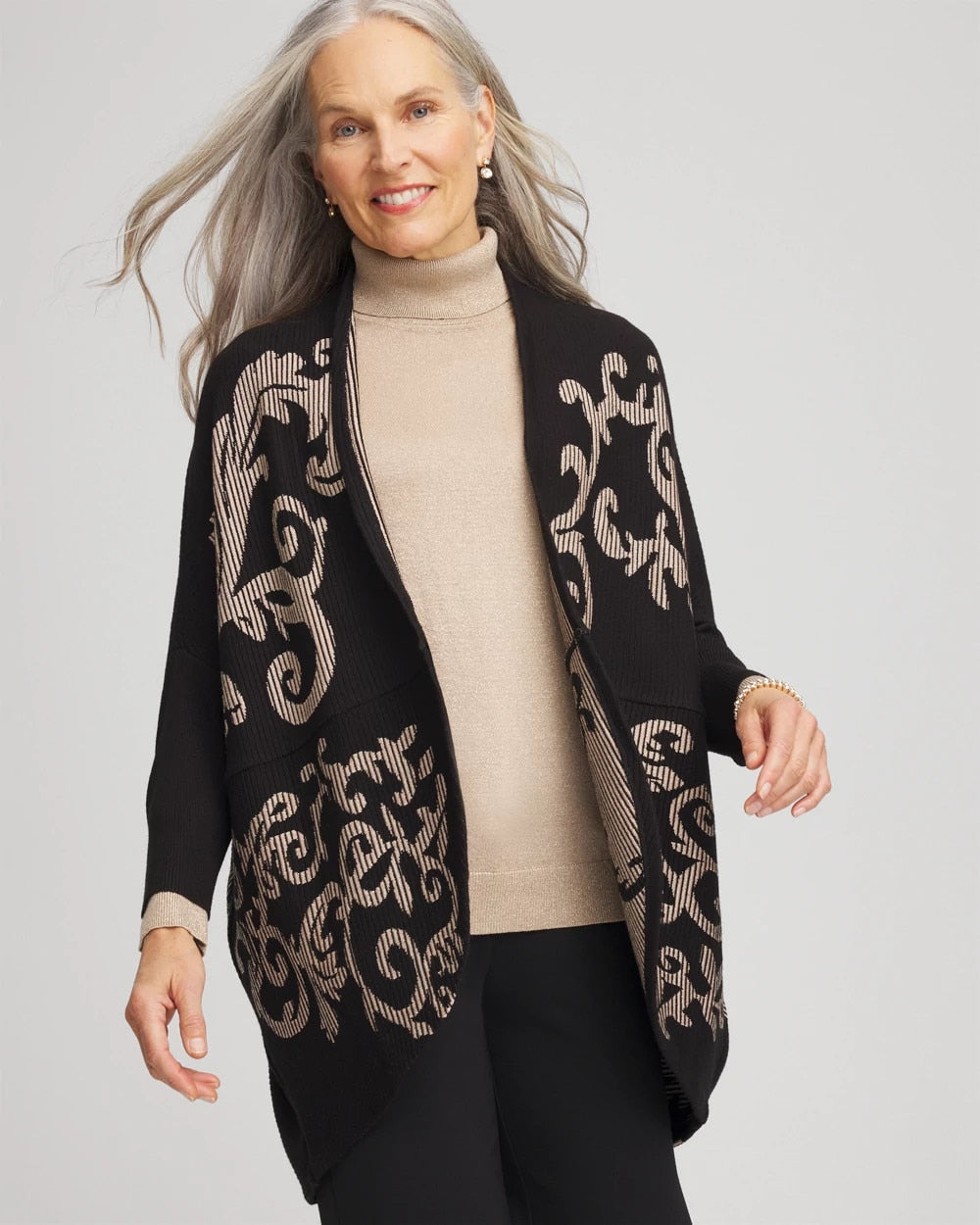 Ottoman Jacquard Cocoon Cardigan