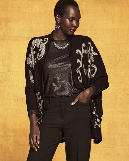 Ottoman Jacquard Cocoon Cardigan