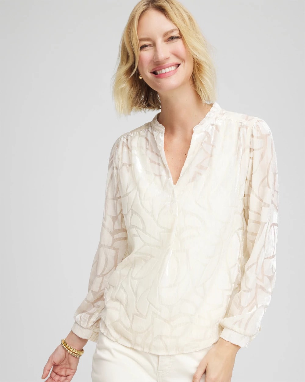 Cream Burnout Pullover Blouse
