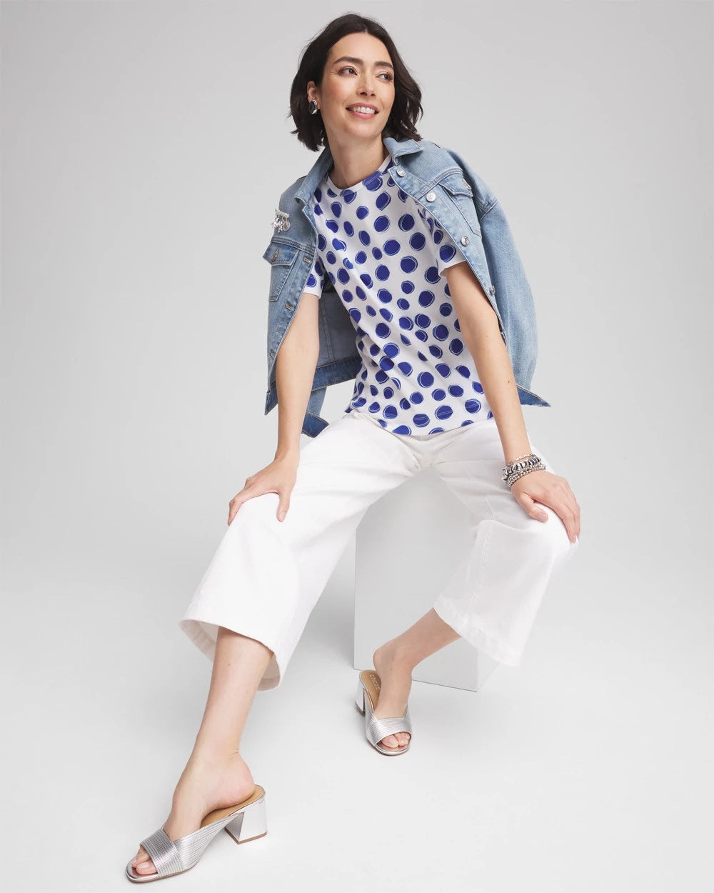 Polka-Dot Pima Cotton Crewneck Tee