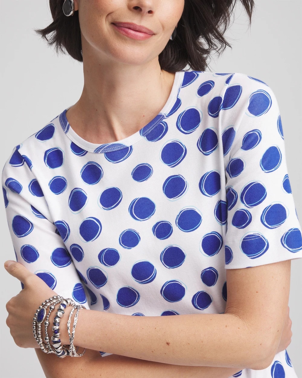 Polka-Dot Pima Cotton Crewneck Tee