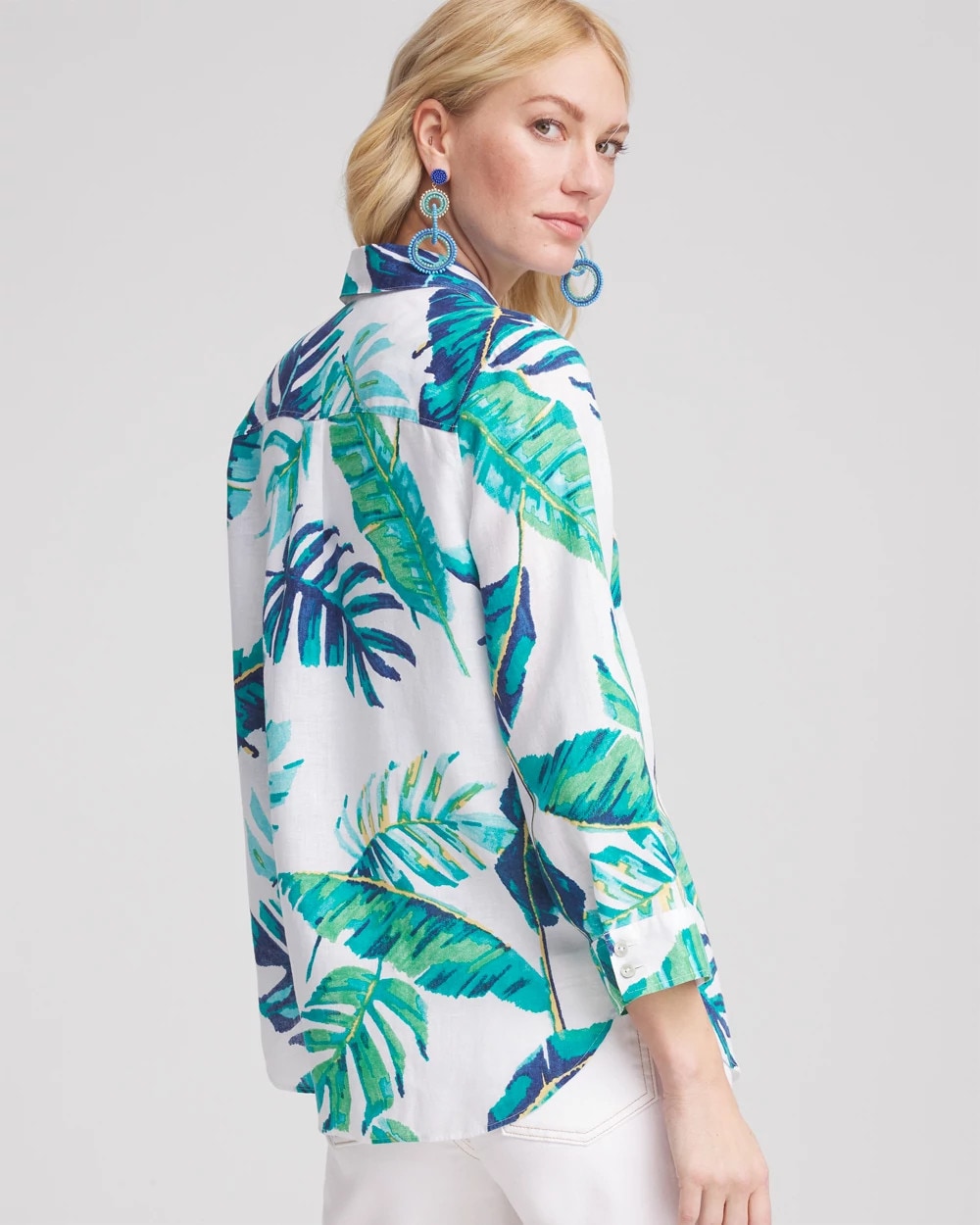 No Iron™ Palm Print Linen Shirt