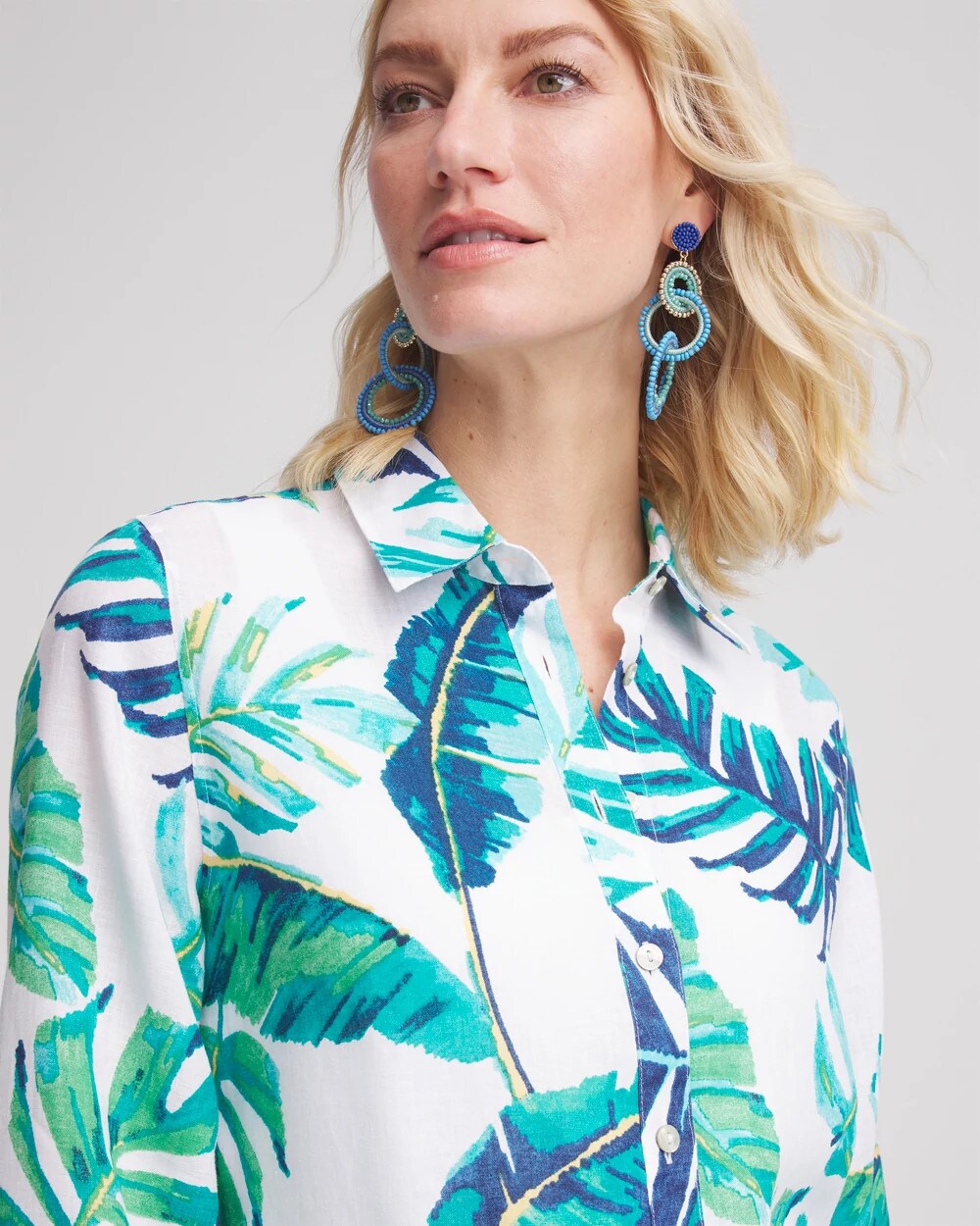 No Iron™ Palm Print Linen Shirt